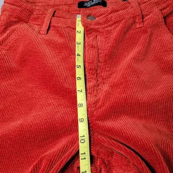 Judy Blue‎ Corduroy Cropped Carpenter Pants 28 Stretch Slim Fit High Waist Rust - Picture 10 of 13